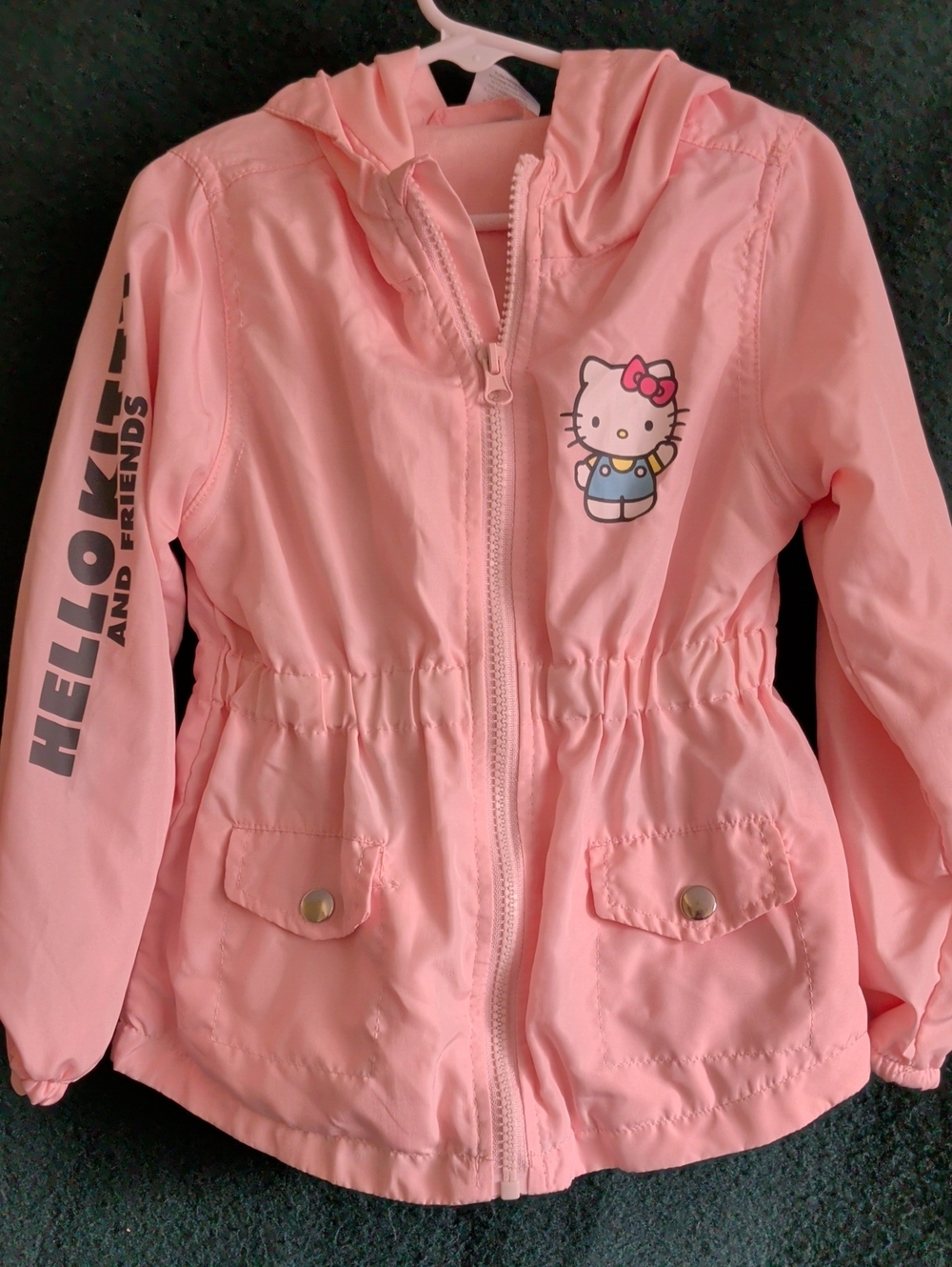 Hello Kitty Light Pink Hooded Raincoat with Front Zipper